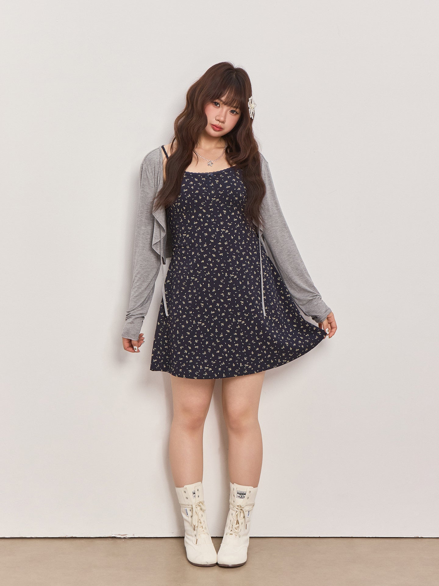 French Style Floral Midi Dress